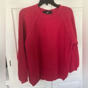 Peruvian Connection 100% Pima Cotton Thick Knit Long Sleeve Crew Pink Sweater S